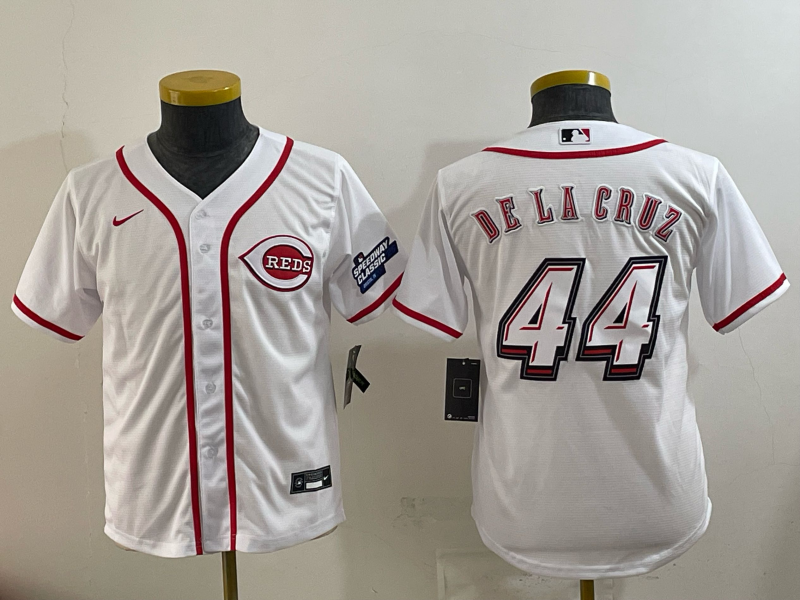 youth Cincinnati Reds #44 Delacruz White Nike MLB 2025 Jersey 009->youth mlb jersey->Youth Jersey